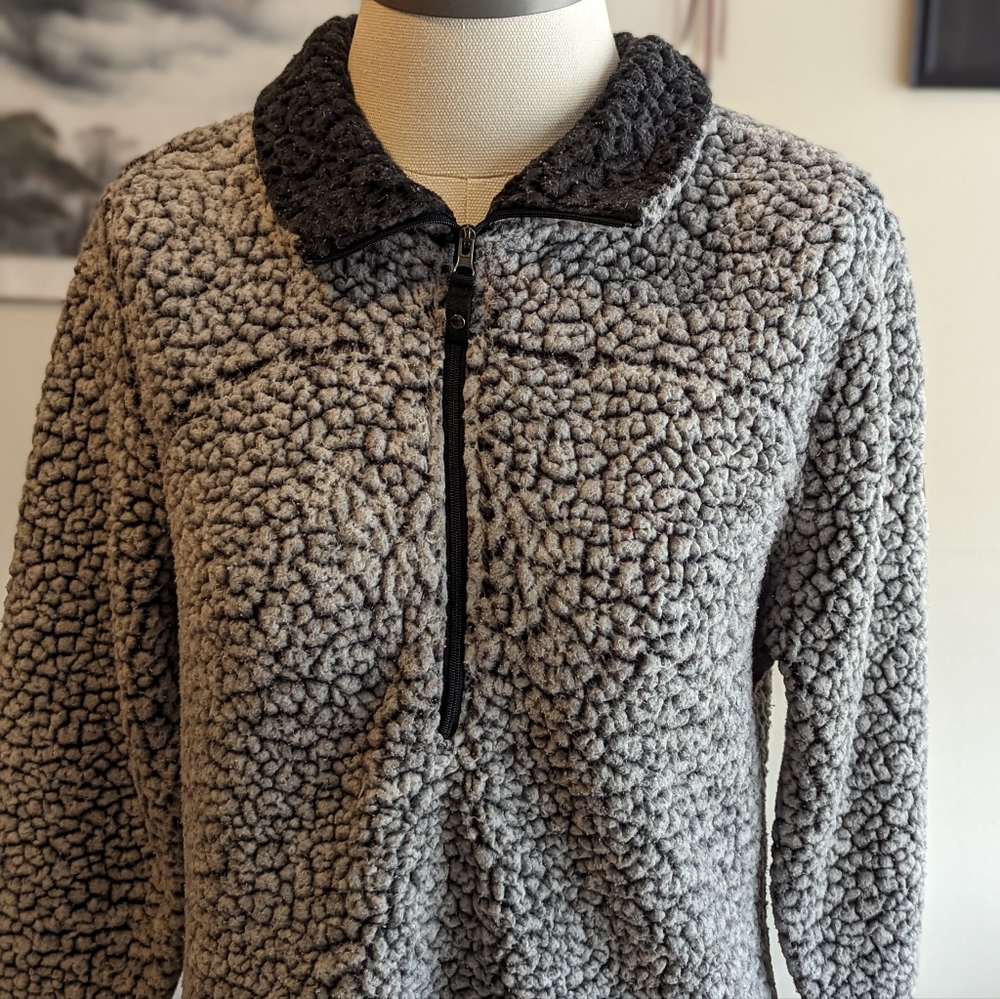 Grey sweater with zip up collared neck